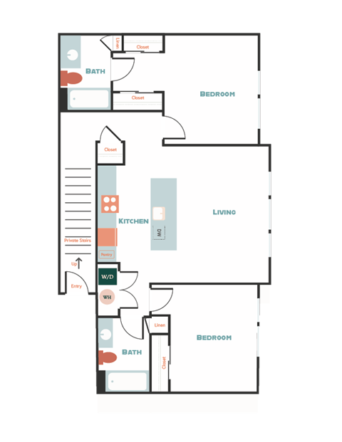 a floor plan of a bedroom floor plan with a bathroom and a living room
